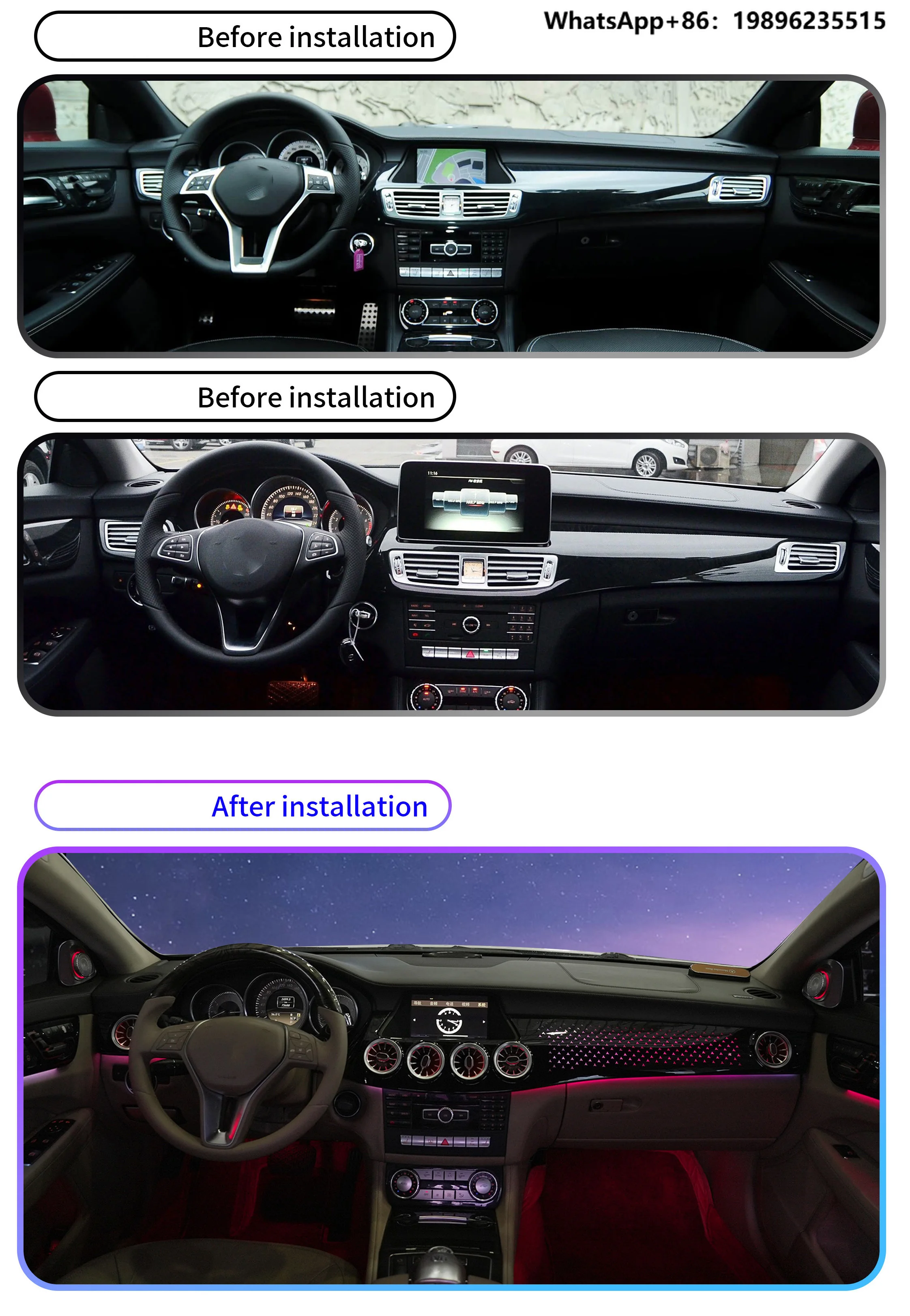 64-color Interior LED Ambient Light for CLS W218 air Vent Kit Dynamic Atmosphere Light Symphony 2012-2017