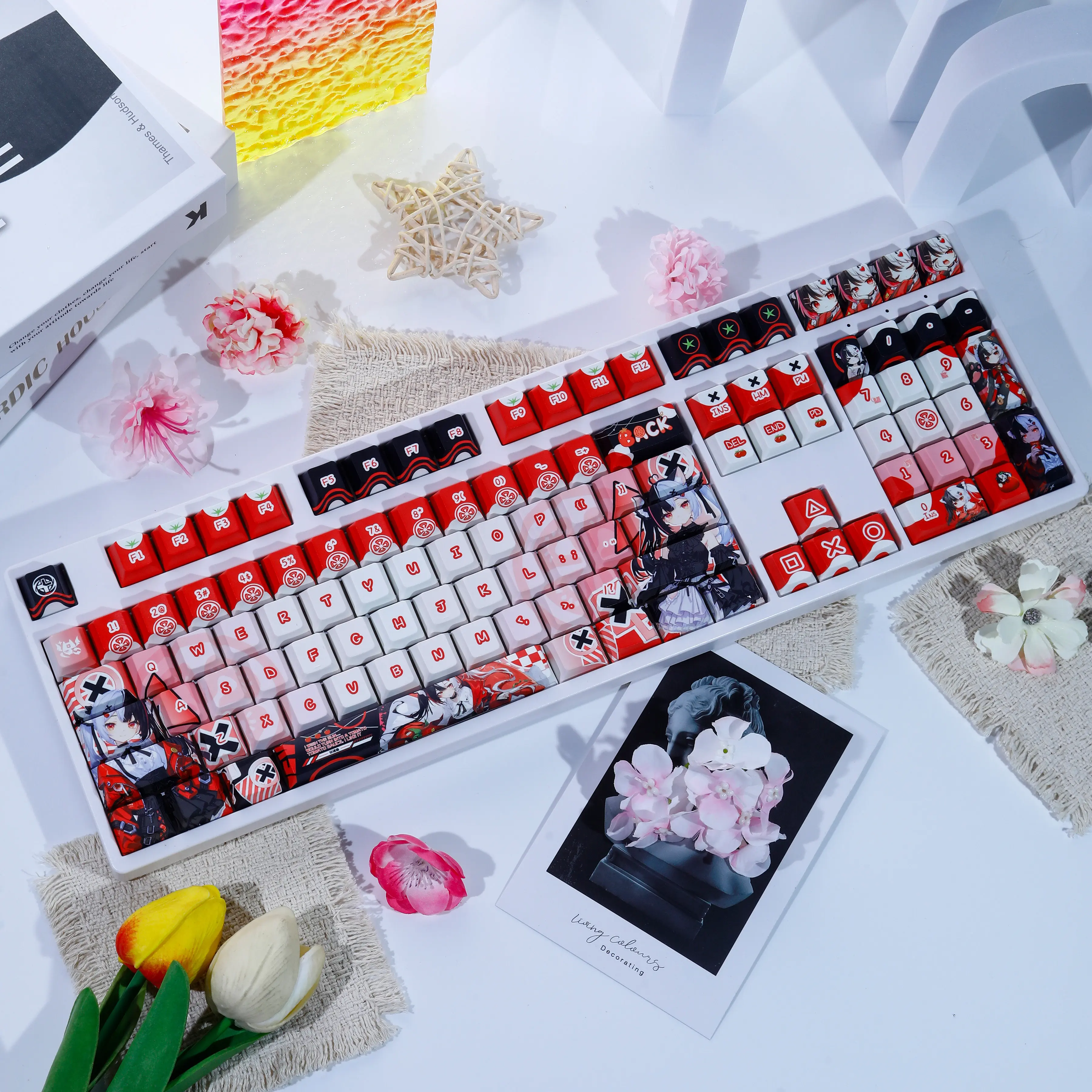 Lacrimosa 120 PBT Keycap Neverness To Everness DYE Sublimation Key Cover Cherry Cross MX Switch Key Caps for Mechanical Keyboard