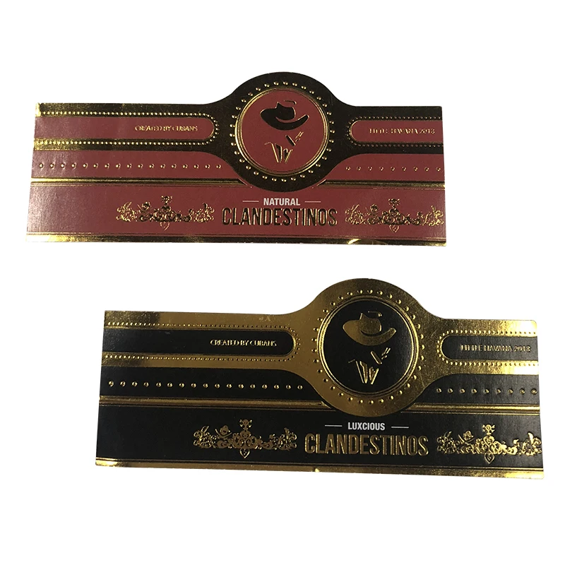 Custom. Custom Printed luxury cigar label bands hot stamping embossed logo cigar band ring