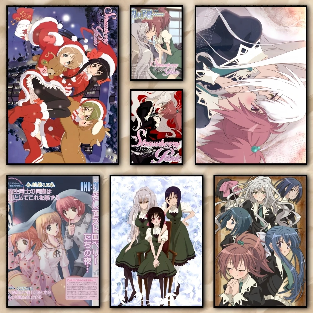 أنيمي الفراولة الذعر اللوحة الخط HD طباعة الحرة جدارية الفن صور لغرفة المعيشة ديكور جدران المنزل قماش المشارك #1