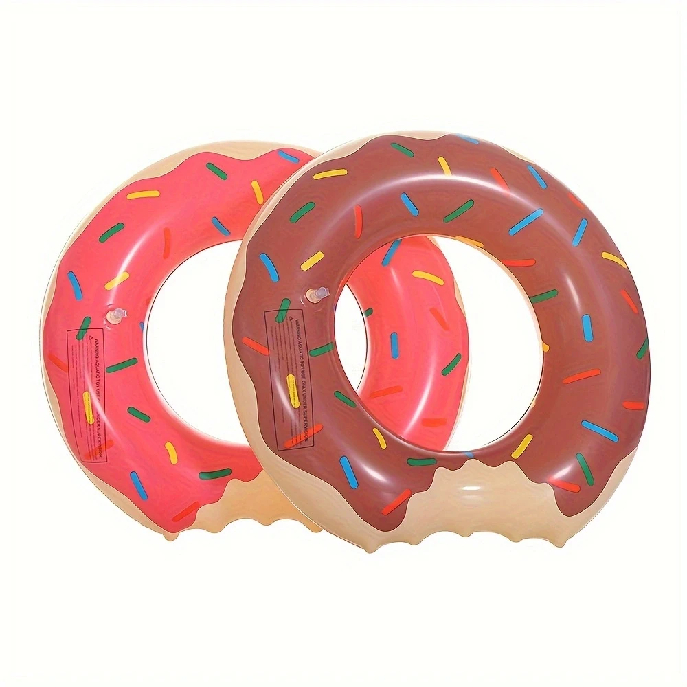 1pc Donut Inflatable Swimming Ring Thickened PVC Water Floating Swim Circle Beach Pool Float Circle