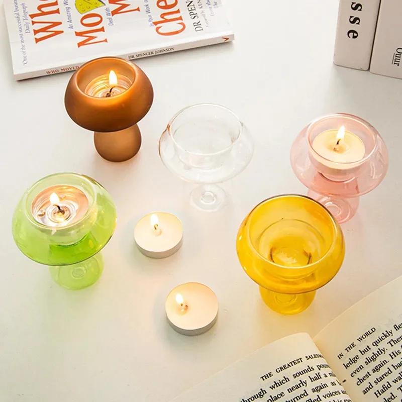 Nordic Handmade Glass Candle Holder, Creative Style, Office/Home Decoration, Candle Holder Suitable for Wedding Celebration