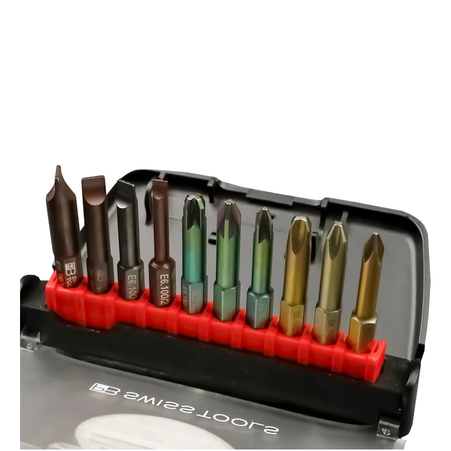 PB Swiss Tools Screwdrivers Bits Sets PrecisionBit, Design (1/4”), Set in BitCase with Belt-Clip C6. 990|C6. 995|E6. 985|E6. 986