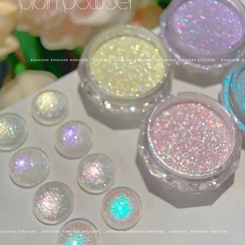 Fairy Ice Transparent Nail Highlight Powder, Delicate Shimmer Crystal Glitter for Press On Nails & DIY Nail Art Decoration