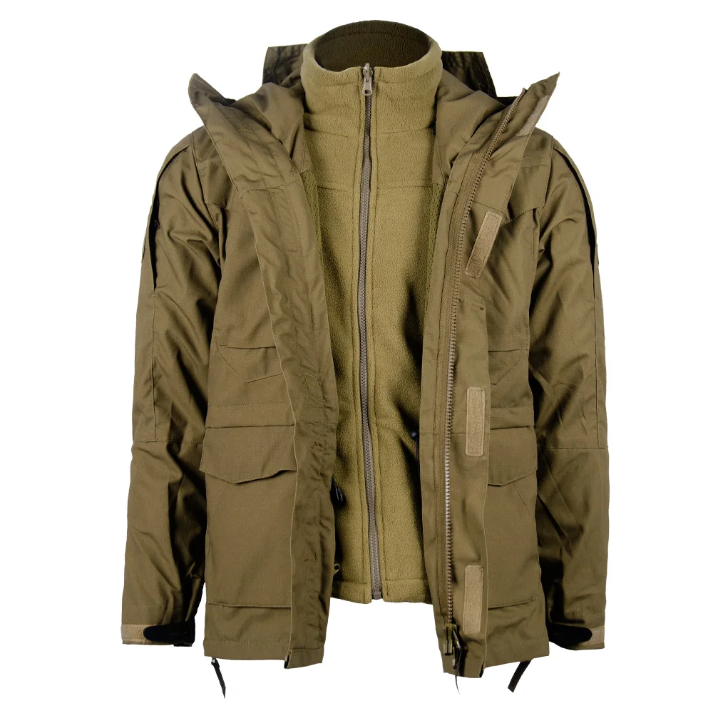 Winter Coat Coyote Windproof Jacket With Green Fleece Detachable Inner Two-piece Dress