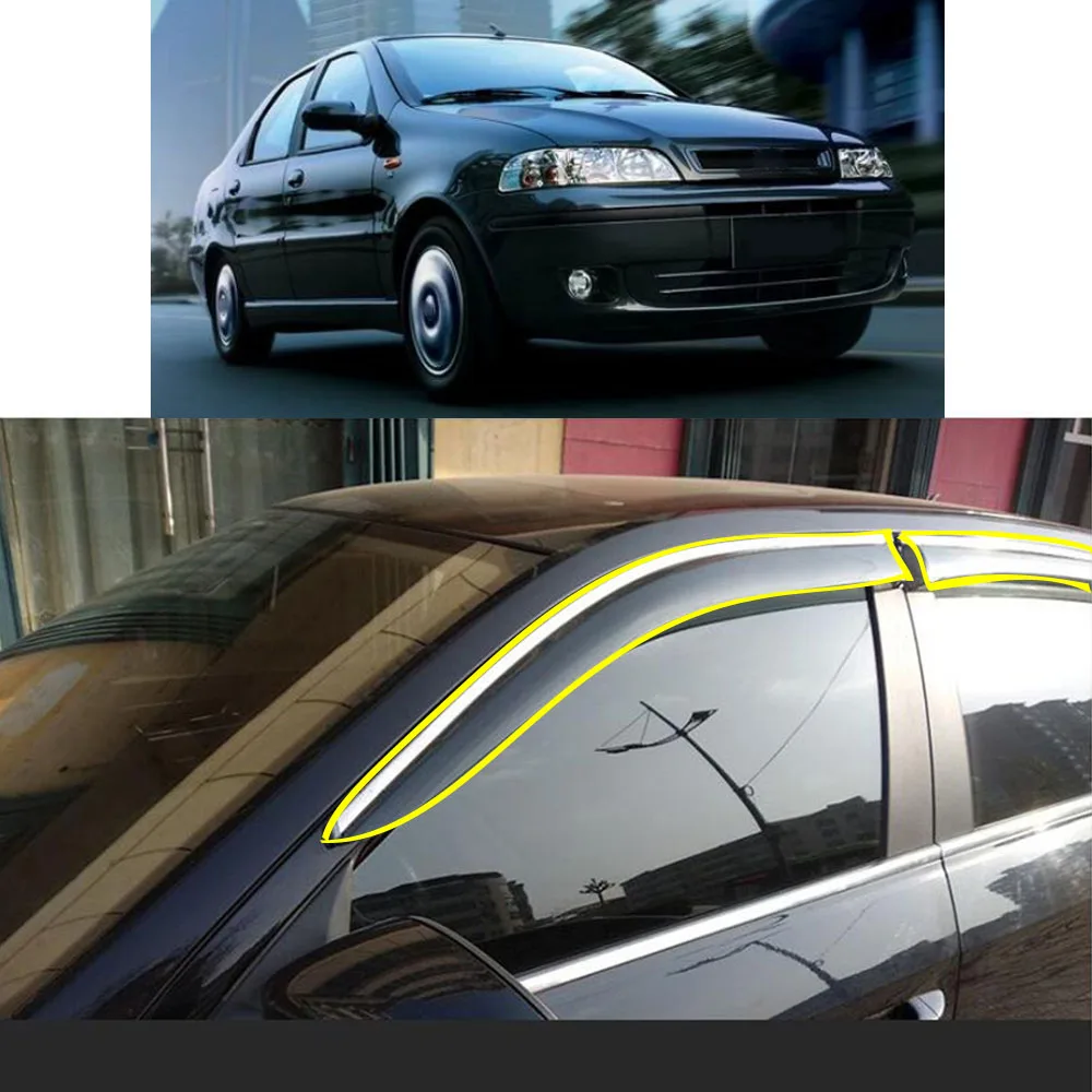 

Car Body Styling Sticker Plastic Window Glass Wind Visor Rain/Sun Guard Vent Parts For FIAT Siena 2000 2001 2002 2003-2018