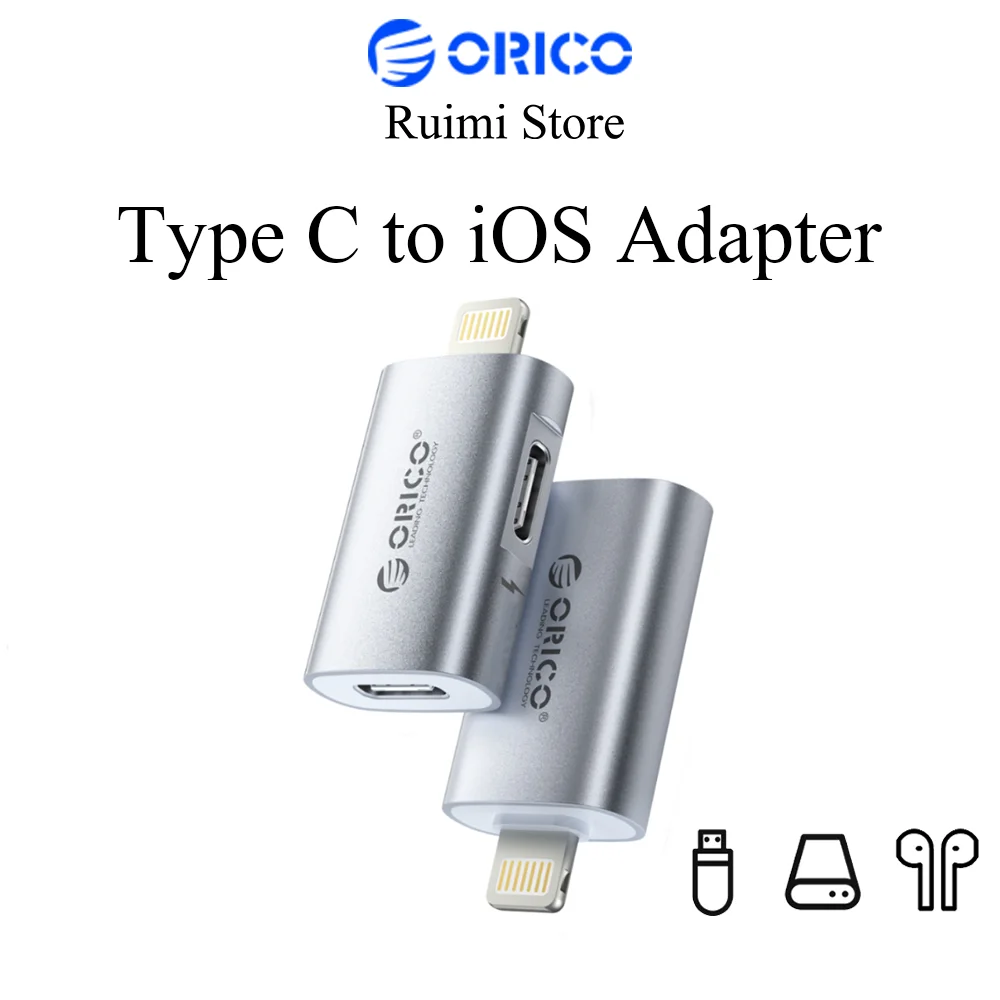 ORICO Typ-C-auf-iOS-Audio-Adapter unterstützt die Übertragung von Computerdaten, 5-V-Aufladung, 480 Mbit/s OTG (ORICO-LC10-SV-BP)