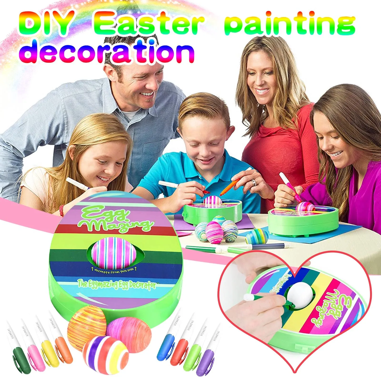 Easter Egg Decorating Kit Diy Graffiti Electric Rotating Machine With Lights Music Painter Rabbit Egg Painting Machine Set