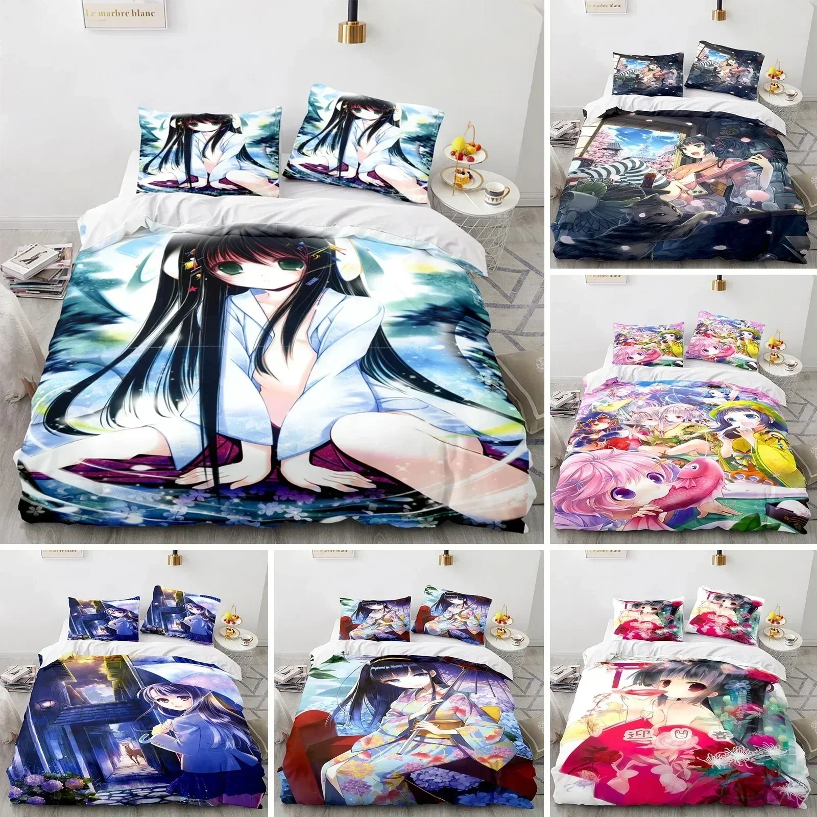 3D Printed Kawaii Girl Bedding Set Anime Sexy Girl Duvet Cover Double Twin Full Queen King Adult Kids NEW Bedclothes Quilt Cover