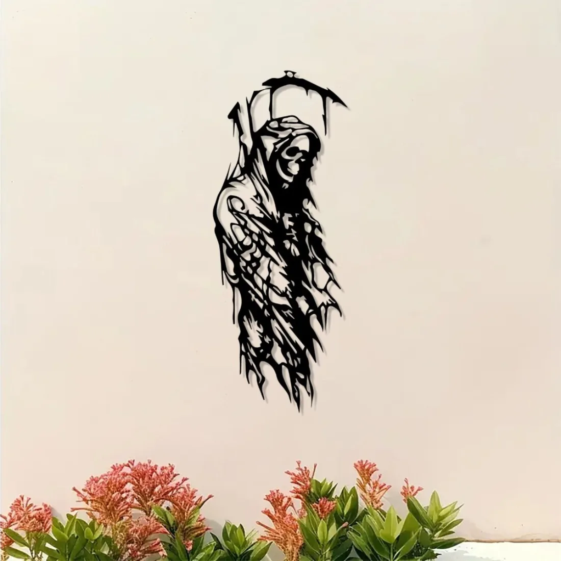 Metal Victorian Grim Reaper Wall Sculpture Gothic Style Indoor Decor Ideal Halloween & Christmas Gift