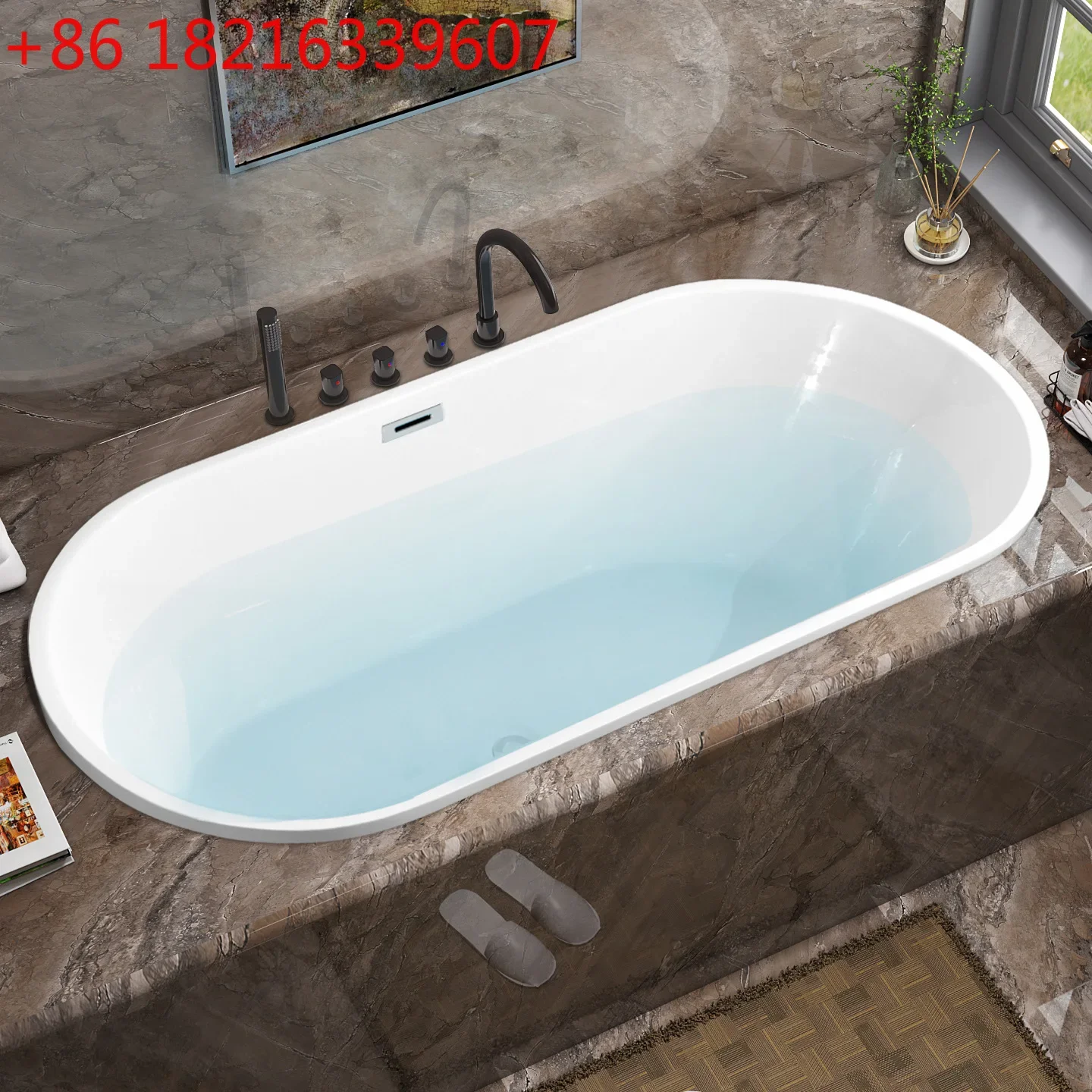 Home Hotel Famous Apartment Bath Double Thin Edge Inlaid Bath