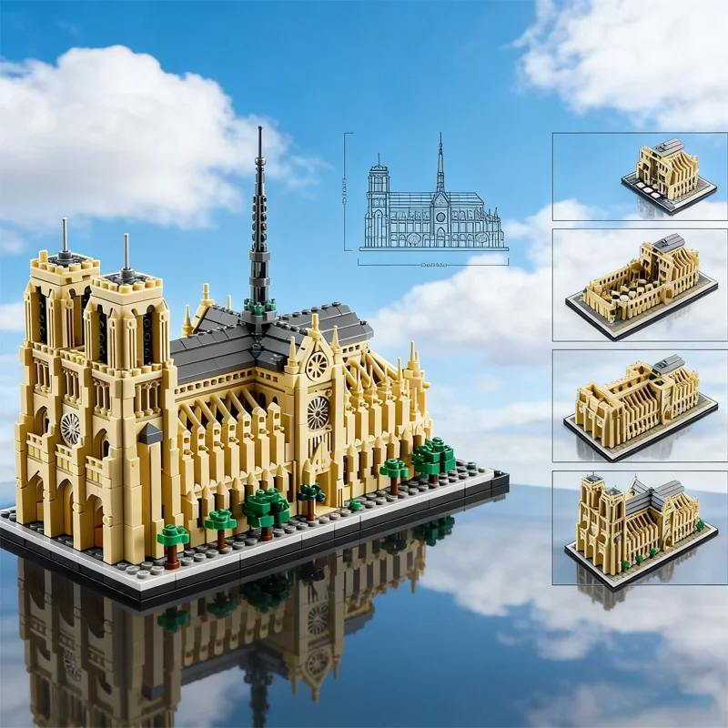 

4383pcs 21061 Notre-Dame de Paris Architectural Model Kit Home Decoration Model Adults Gift