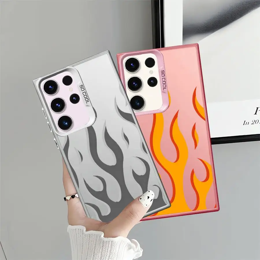 

Phone Cover Case for Samsung Galaxy S21 Note 20 Ultra S25Edge S24 FE S25 S20 FE S23 S22 Ultra Creative Fashion Flame Fire