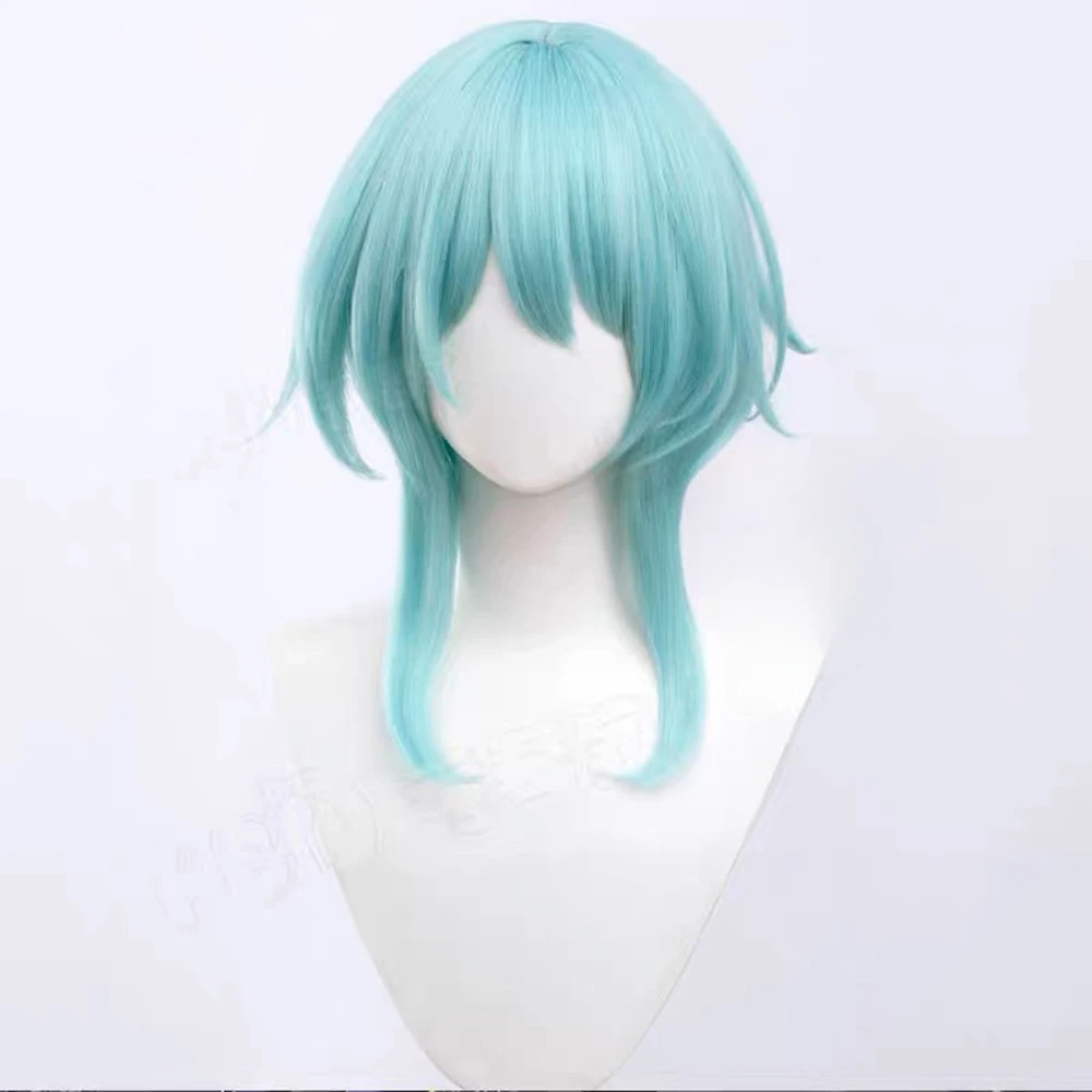 Nightingale Cosplay Wig Game Path To Nowhere Light Blue Green Short Heat Resistant Synthetic Hair Halloween Role Play Prop