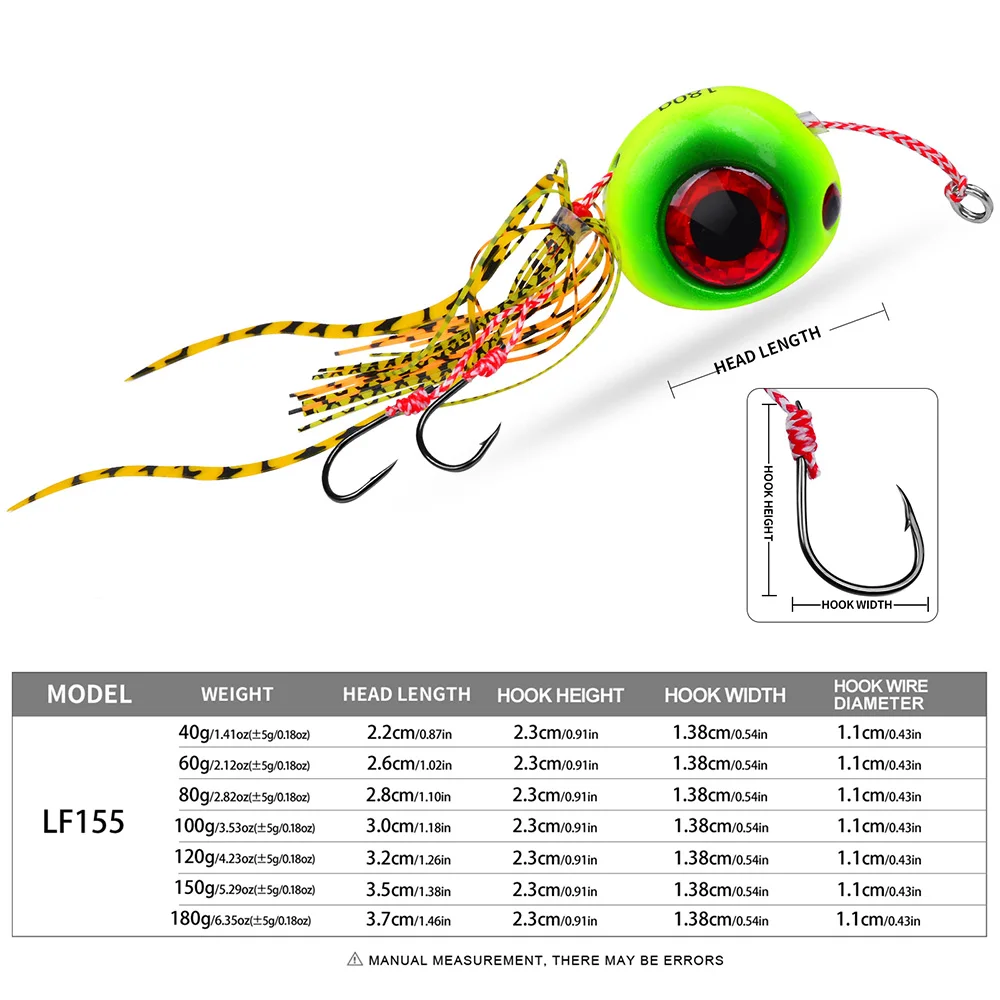 PROBEROS Meeresfischerei-Jigs, 40g-180g Leuchtende Metall-Jigs, Leuchtende Tiefsee-Offshore-Trolling-Rigs, Jig-Angelköder – Detail 2