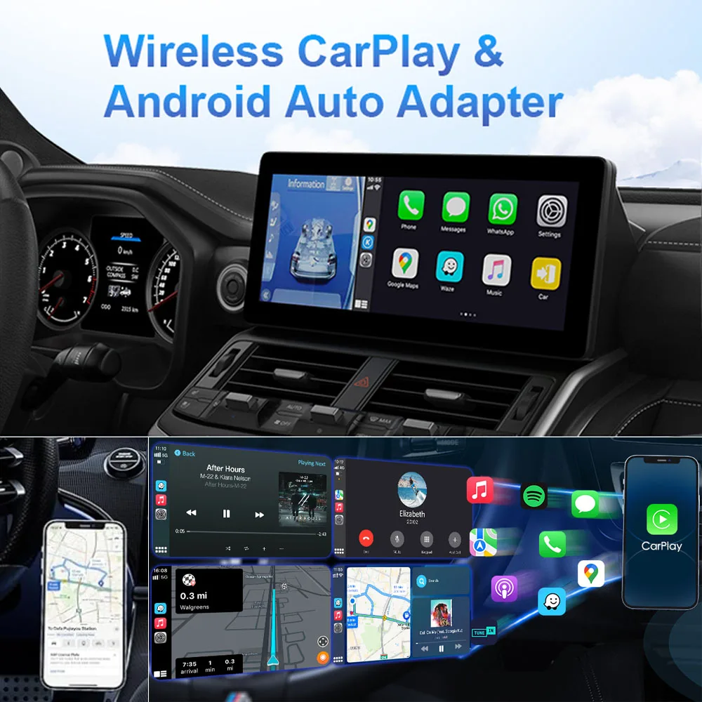 SKILLDRIVE-mini adaptador CarPlay 2 en 1 para coche, dispositivo con cable a inalámbrico, Android Auto, OEM, con cable incorporado, desde 2025, 2017