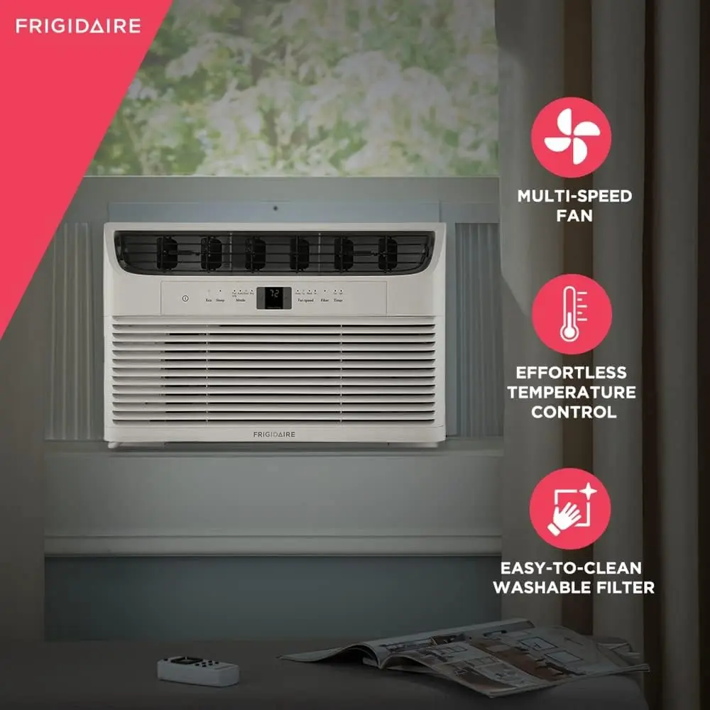 Frigidaire FFRA062WAE Window-Mounted Room Air Conditioner, 6,000 BTU with Multi-Speed Fan, Sleep Mode, Programmable Timer