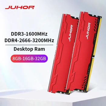 JUHOR DDR4 Ram 16GB 8GB 32GB 2666MHz 3200MHz DDR3 8GB 1600MHz DIMM with Heatsink Desktop Memory New Memory Rams