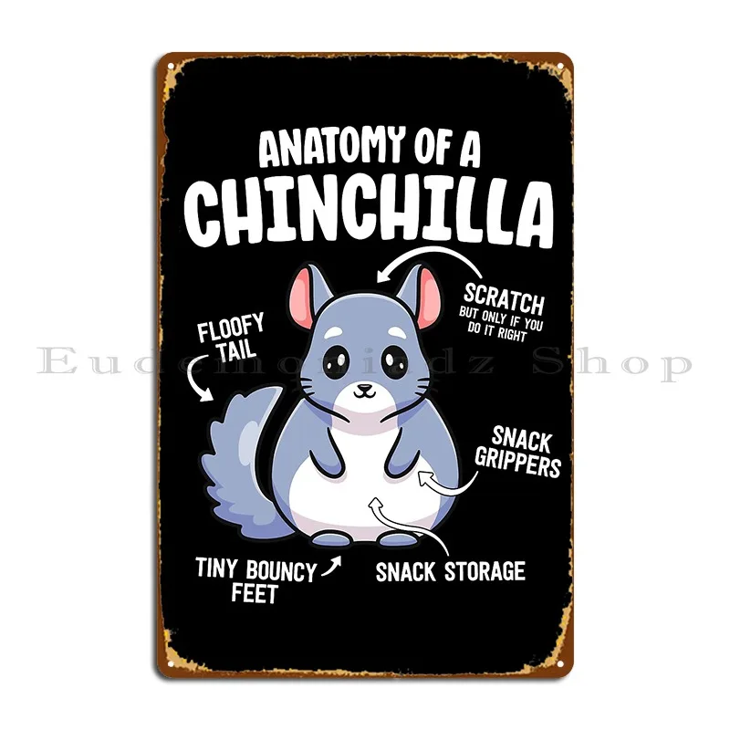 Anatomy Of A Chinchilla Shirts For Women Lover Mom Metal Plaque Poster Party Bar Wall Decor Custom Garage Tin Sign Poster