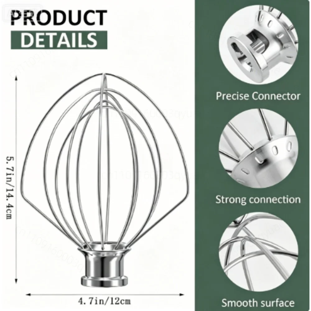 Stainless Steel Wire Whisk Replacement Parts for 4.5QT Stand Mixer K45WW