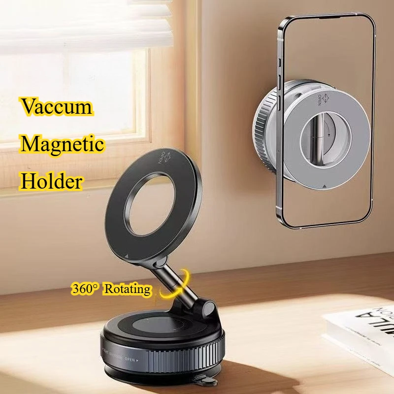 

Magnetic Car Phone Holder 360° Rotation Folding With Vacuum Suction Cup For iPhone 12-16 Series Car/Gym/Driving Phone Holder