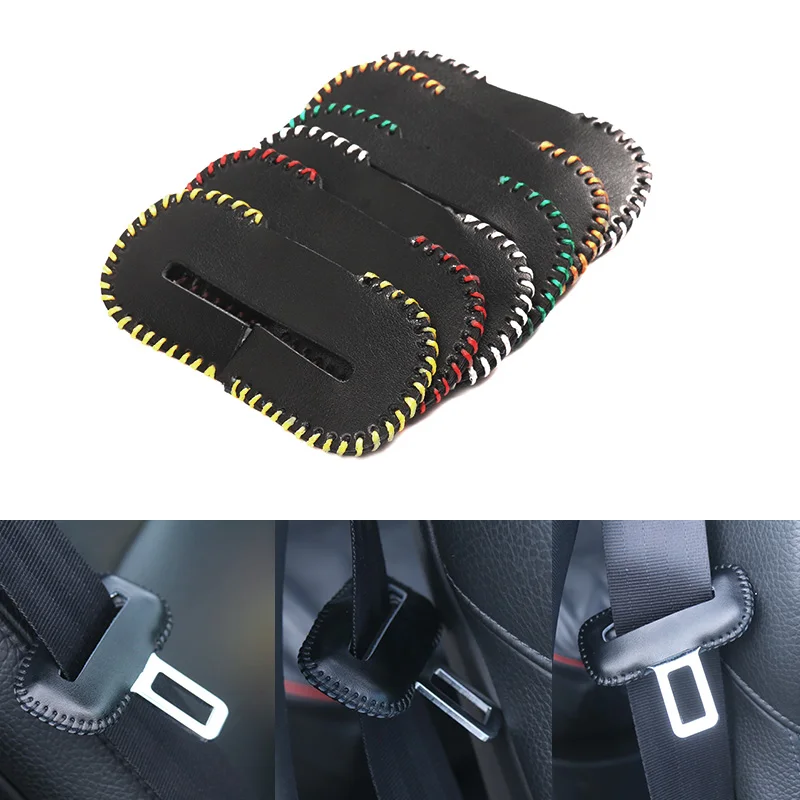 Universal Car Seat Belt Buckle Clip Protector leather Interior Button Case Anti-Scratch Cover Safety Accessories