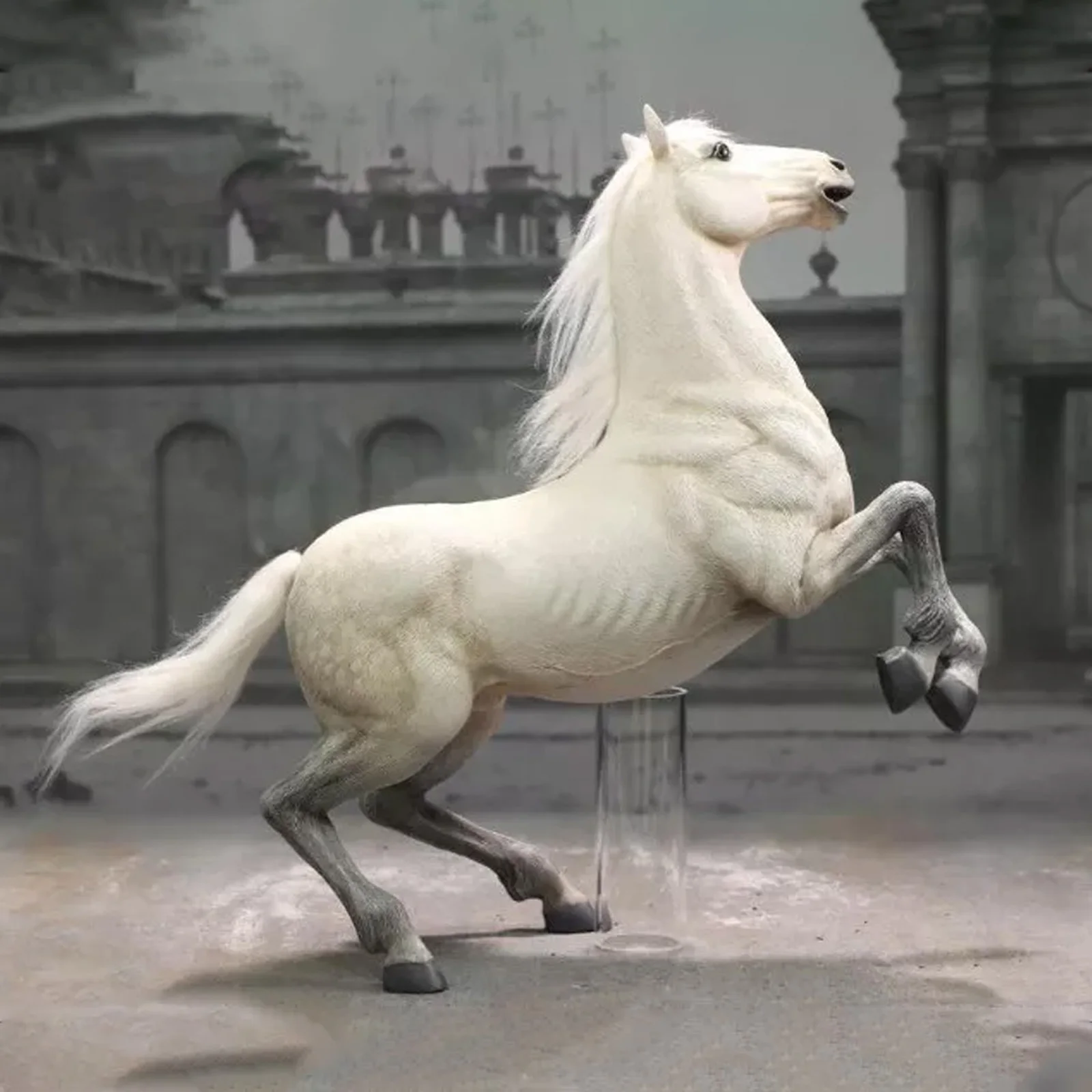 نموذج حصان عسكري بمقياس 1/6 - E60078 شخصية خيول الفرسان الثابتة مع حزام جلدي وسرج لشخصية العمل مقاس 12 بوصة