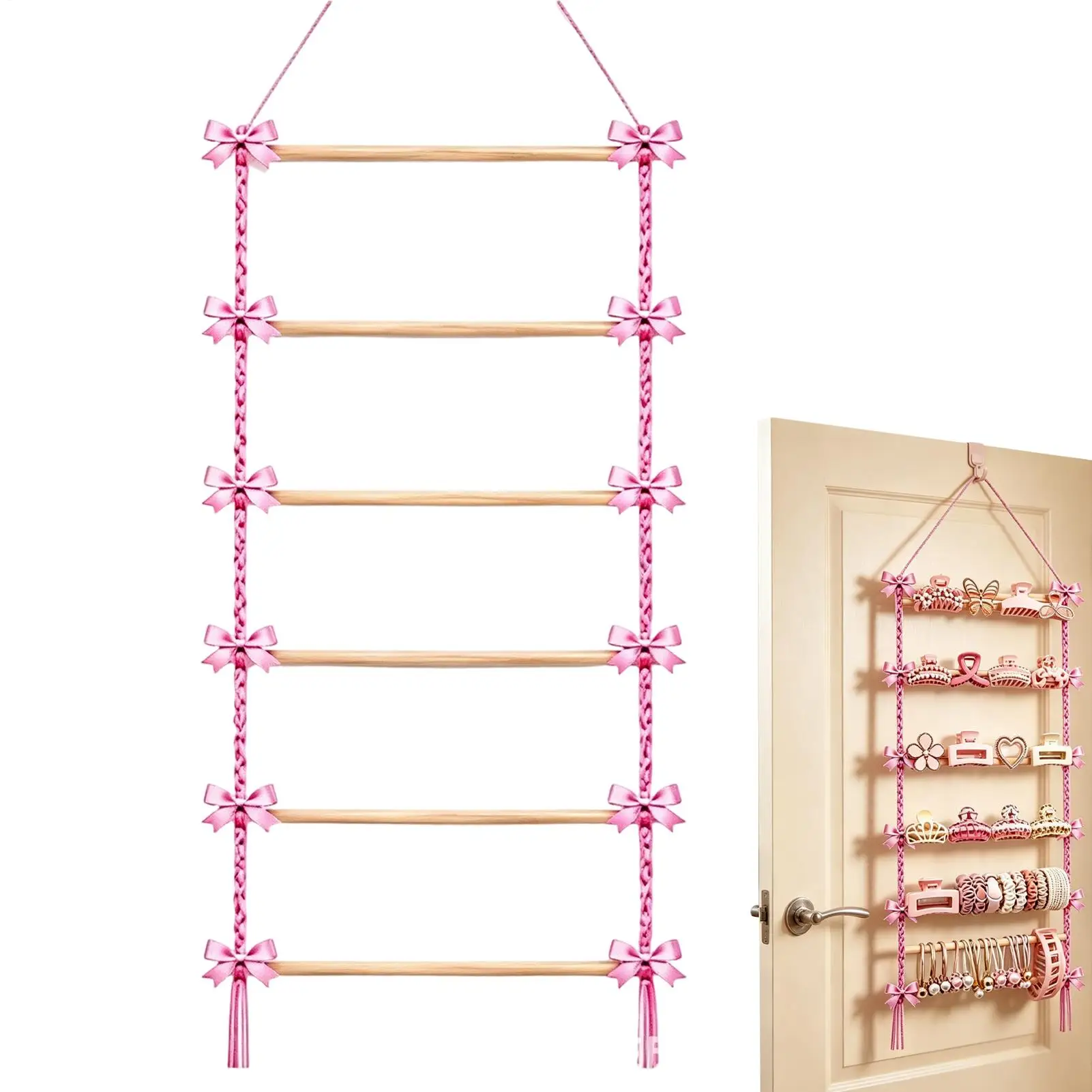 Large Capacity Hair Bows Organizer Wall Headband Holder Hair Clip Storage Hanger Jewelry and accessory storage hanging bag