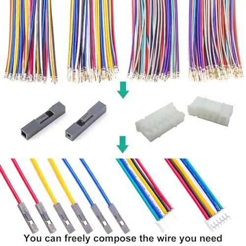 

JST PH 2.0 to Dupont 2.54mm Connector Kit, PH 2.0mm & Dupont 2.54 Cable Wire 16cm Housing Adapter Set for Electronics Projects