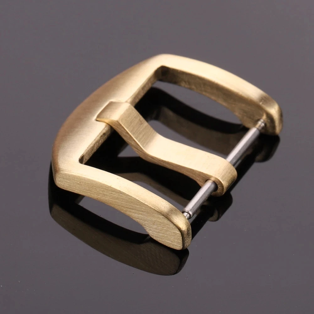 2023 Solid Bronze Watch Band Clasp 18mm 20mm 22mm 24mm Yellow Copper Watchbands Strap Pin Buckle Bracelet Accessories