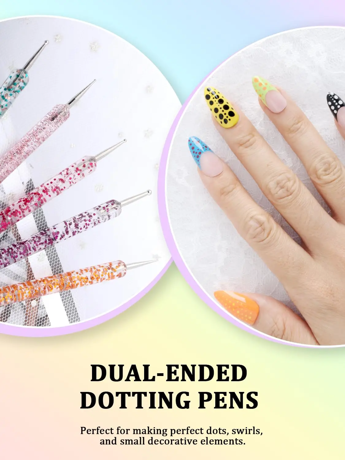 33PCS Pennelli per nail art Set Strumenti per nail art Strumenti per punteggiare le unghie a doppia estremità Pennelli per design delle unghie Penna per disegno delle unghie per il design delle unghie