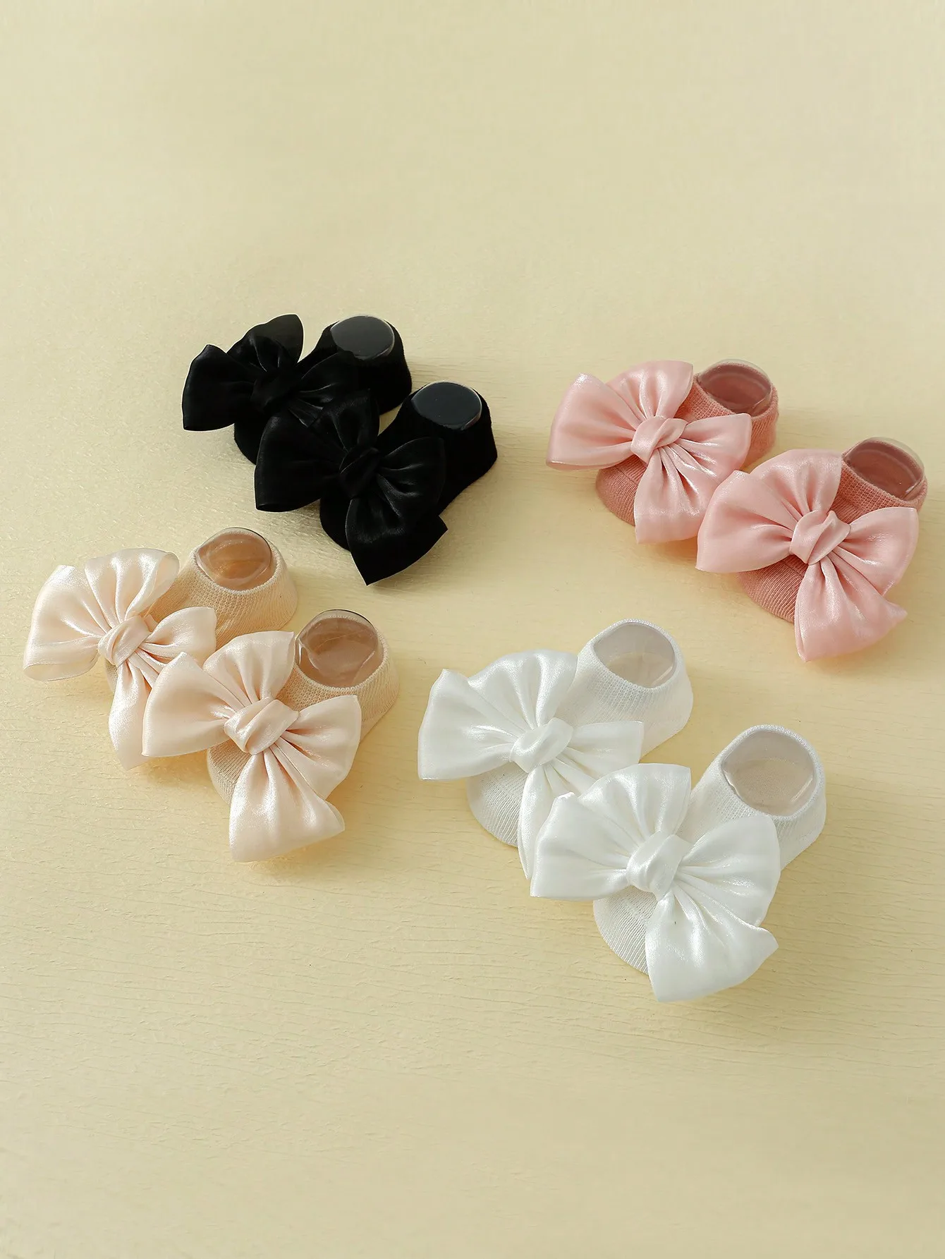 0-12 Months Cute Baby Girls Bow Socks,Newborn Baby Ankle Boat Socks Soft Fashion Non-Slip Infant Toddler Cute Gift Set 4 Pairs