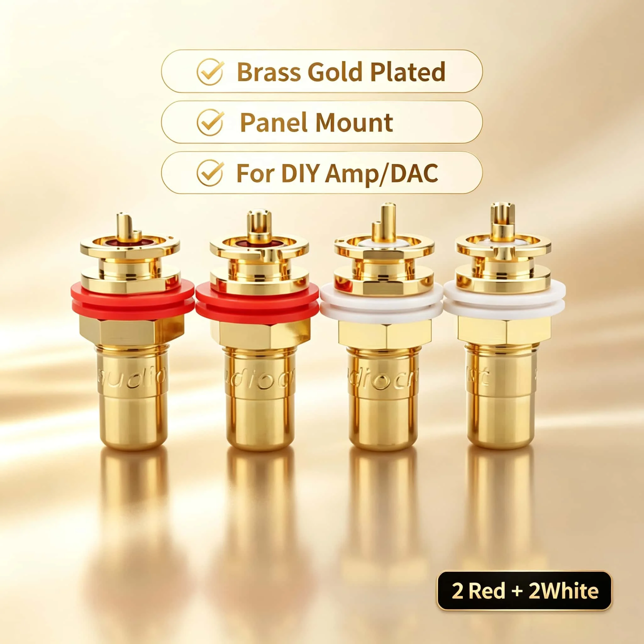 4PCS Audiocrast Socket Rca Socket Brass Gold Plated RCA Socket HIFI RCA Socket RCA JACK Adapter
