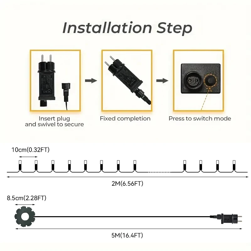 أضواء الجنية أضواء شجرة عيد الميلاد في الهواء الطلق مع النجوم 400 المصابيح الدافئة الأبيض إضاءة عيد الميلاد IP44 مع 8 أوضاع الضوء لقضاء عطلة