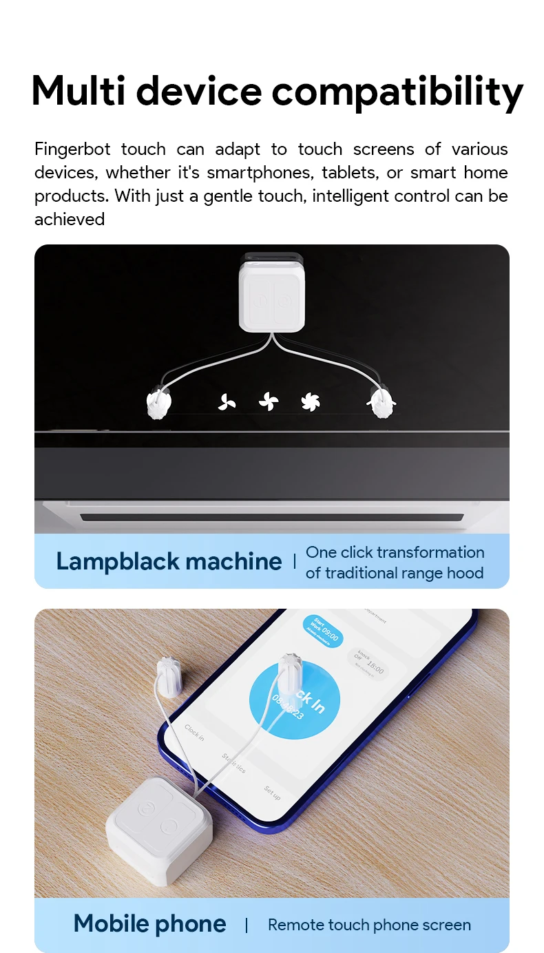 Kabelloser BLE-Touch-Schalter Fingerbot-Roboter für Touchscreens, kompatibel mit Tuya Smart Life, Fernbedienung, Alexa, Google Home Sprachassistent – Detail 6