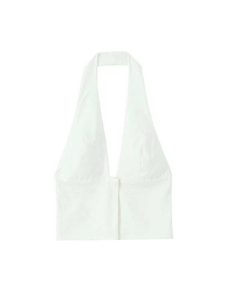 TFMLN جديد الرسن الرقبة مثير قمم للسيدات الصلبة الأساسية كلوبوير أزياء ضئيلة عارية الذراعين المرأة خمر أزياء قصيرة الشارع الشهير