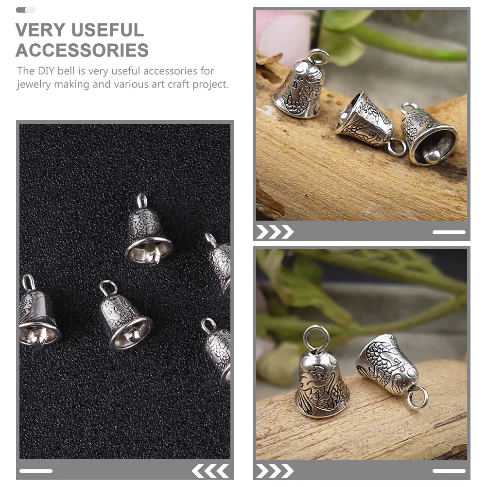 10 Pcs Mini Bell Pendant Alloy Craft Charms Small Hanging Bells Wind Chime Diy Jewelry Accessories Keychain Bag