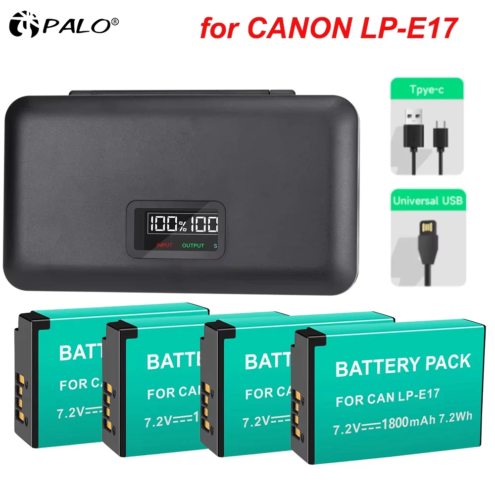 PALO LP E17 LP-E17 Battery with Charger Box for Canon EOS 200D M5 M6 750D 760D T6i T6s 800D 8000D 9000D RP Kiss X8i Rebel SL3