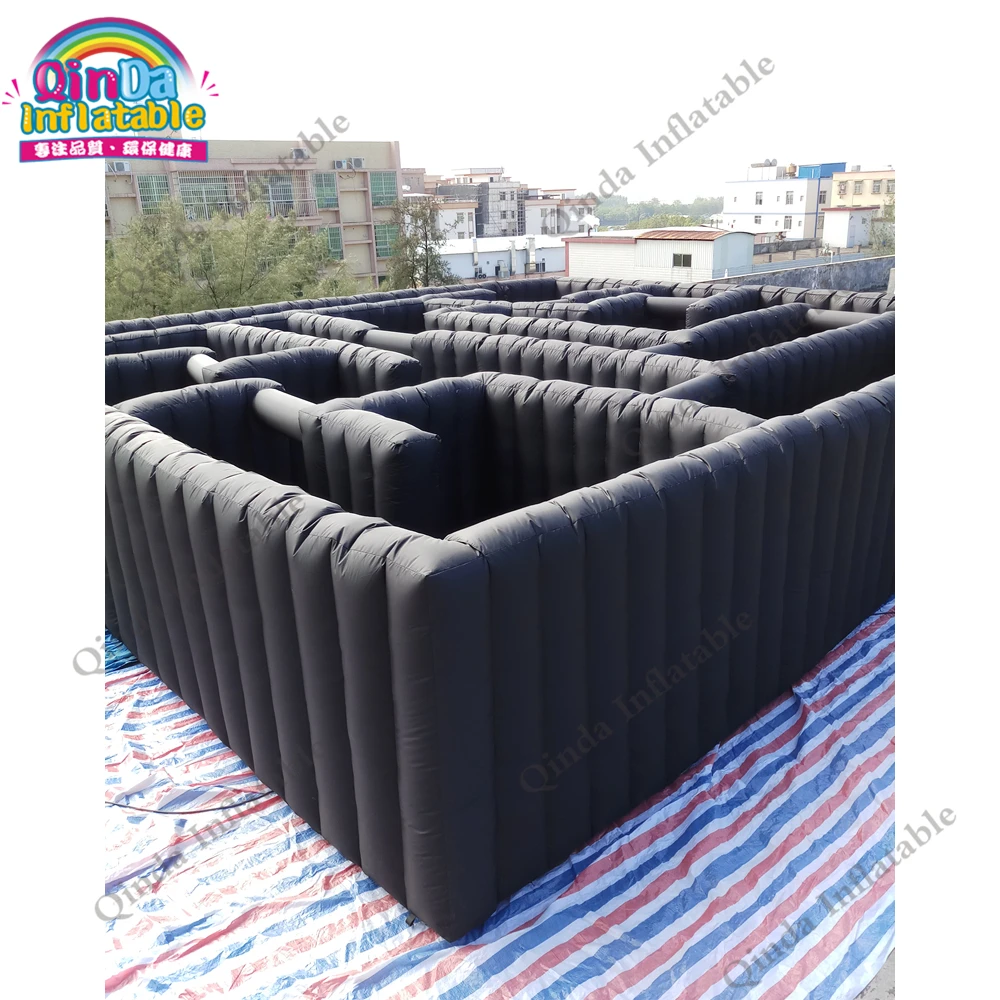 0*10*2M Inflatable Maze Obstacle Course Inflatable Bouncy Maze Black Labyrinth