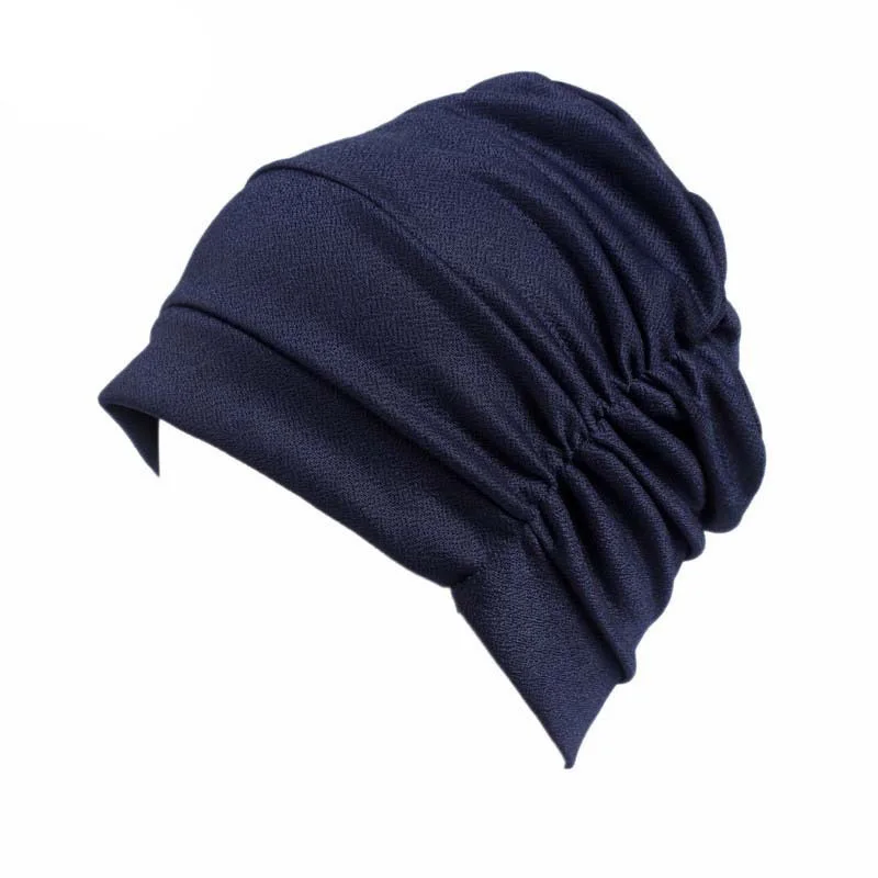 Muslim Women Solid Color Inner Hijab Hat Turban Pleated Soft Beanies Bonnet Hair Loss Headscarf Cancer Chemo Cap Turbante Mujer