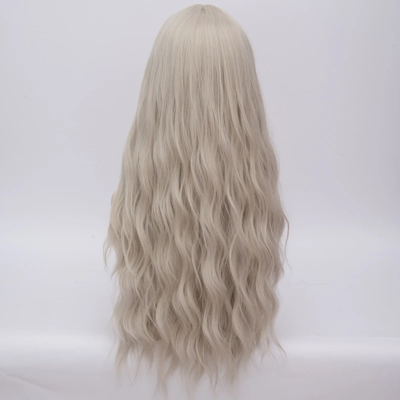 Beige Long Synthetic Wavy Hair Fashionable Cosplay Wig Anime Game Heat Resistant Wig for Daily Party Women's Wig