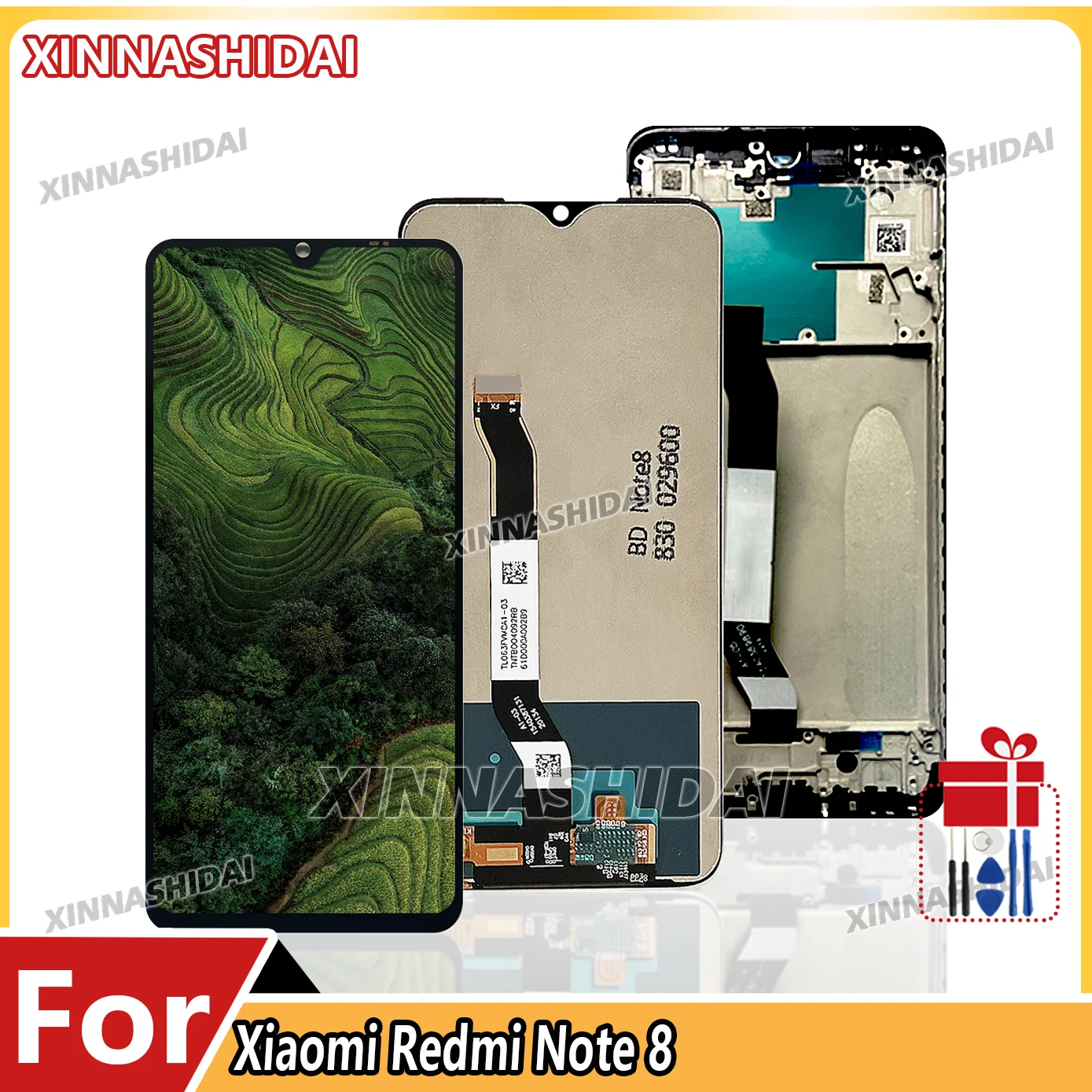 Tela de 6.3 polegadas para Xiaomi Redmi Note 8, Display LCD com Touch Screen de Substituição para Redmi Note 8, Modelos M1908C3JH M1908C3JG