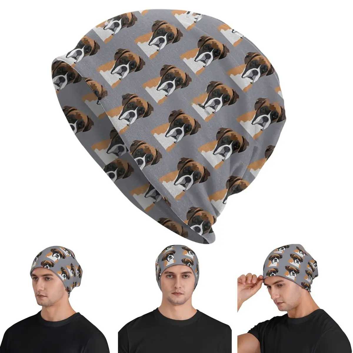 

Boxer Dogs Skullies Beanies Hats Warm Autumn Winter Outdoor Cap Knitted Bonnet Caps for Men Women Adult