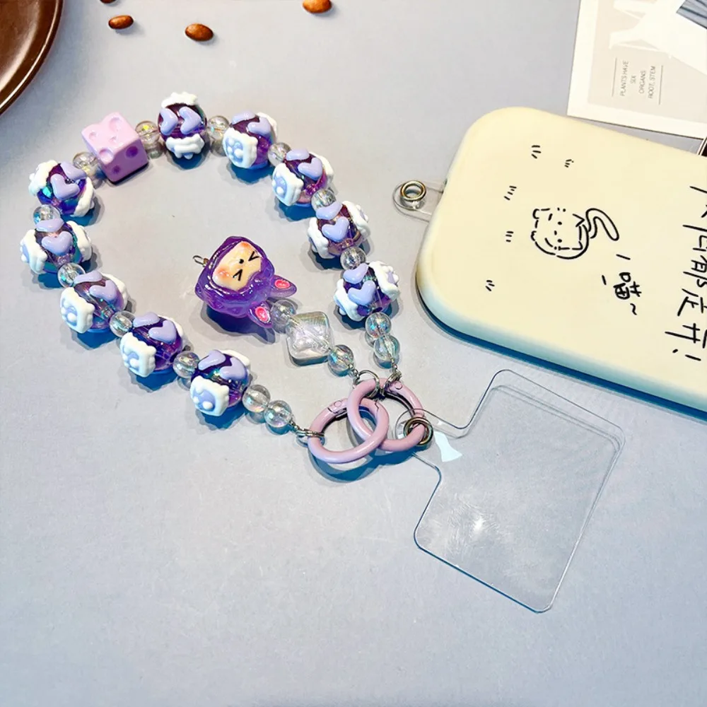 Colgante para teléfono móvil con cuentas de gato acrílico antipérdida, cadena para bolso, nuevo