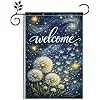 Dandelion Welcome Garden Flag Outdoor Garden Flag Starry Sky Floral Decorative Flag Double Sided Durable Polyester Weather R llz
