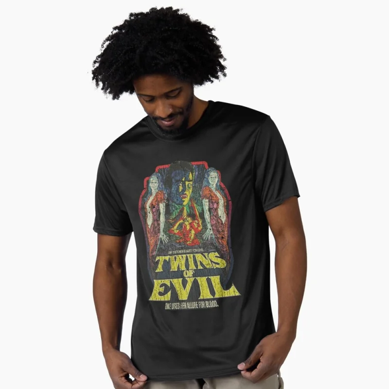 

Twins of Evil 1971 90s Horror Retro Unisex Classic T-Shirt 100% cotton Short Sleeve Graphic Clothes All size tops