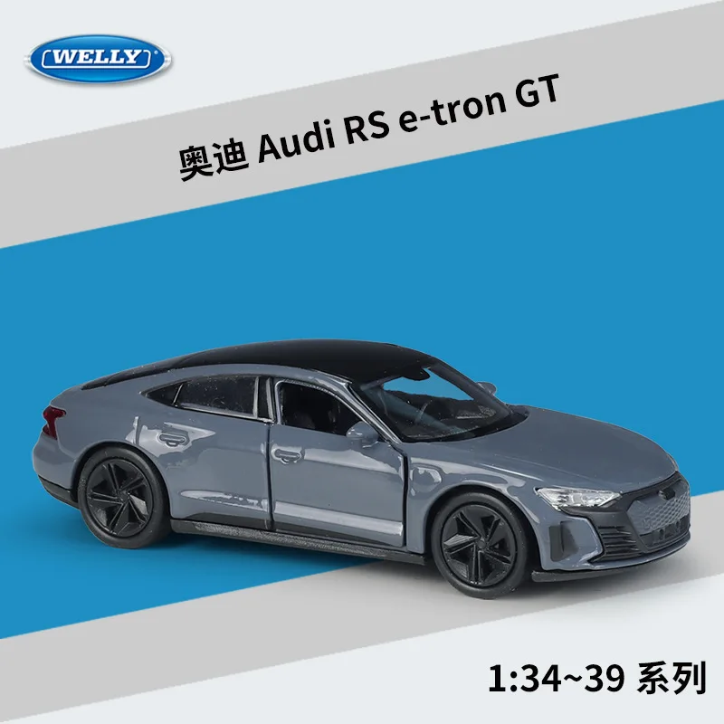 WELLY-Audi RS e-tron GT Alloy Modelo de Carro Esportivo, Simulação Diecast Metal, Coleção Toy Racing Car, Presente Infantil, BD33, 1:36