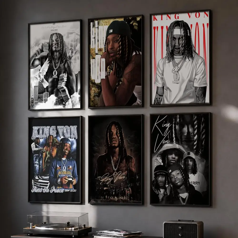 K-King Von Rapper Poster HD Home Wall Stickers House Hallway Living Room Bedroom Bar Office Decor Art Prints