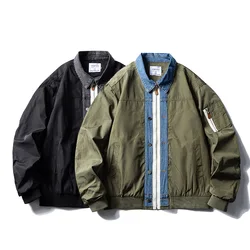 2025 frühling Denim Splice Bomber Jacke Männer Frauen Streetwear Fashion Lose Kausalen Outdoor Cargo Jacke Cityboy Herbst Mantel