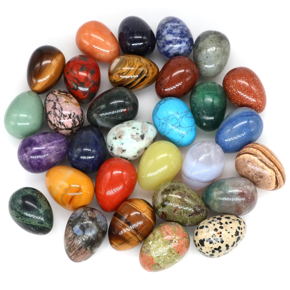 22x30mm Natural Stone Egg Statue Healing Crystal Quartz Massage Gemstone Mineral Specimen Jewelry DIY Meditation Gift Home Decor